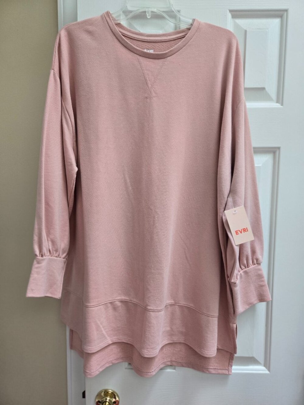 NWT EVRI Fleece Tunic Top - 1X - Blush Pink/Mauve